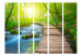 Folding Screen Green Forest II - landscape of a wooden bridge in the forest against the sun's glare 134027 additionalThumb 3