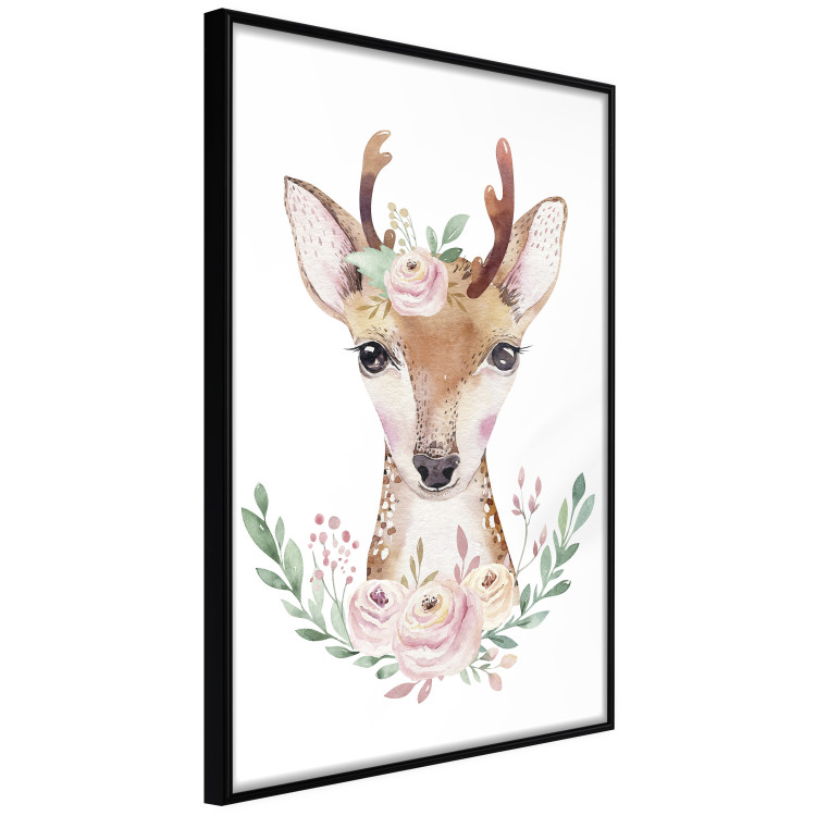 Wall Poster Julius the Deer - composition of pink flowers and a deer on a white background 135727 additionalImage 17