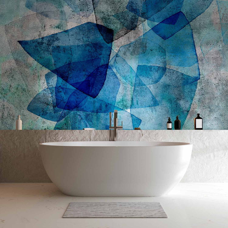 Wall Mural Sapphire mosaic - minimalist abstract composition on concrete 136327 additionalImage 8