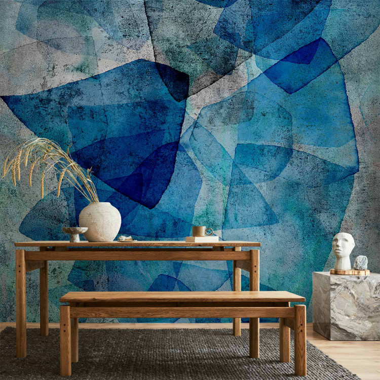 Wall Mural Sapphire mosaic - minimalist abstract composition on concrete 136327 additionalImage 6