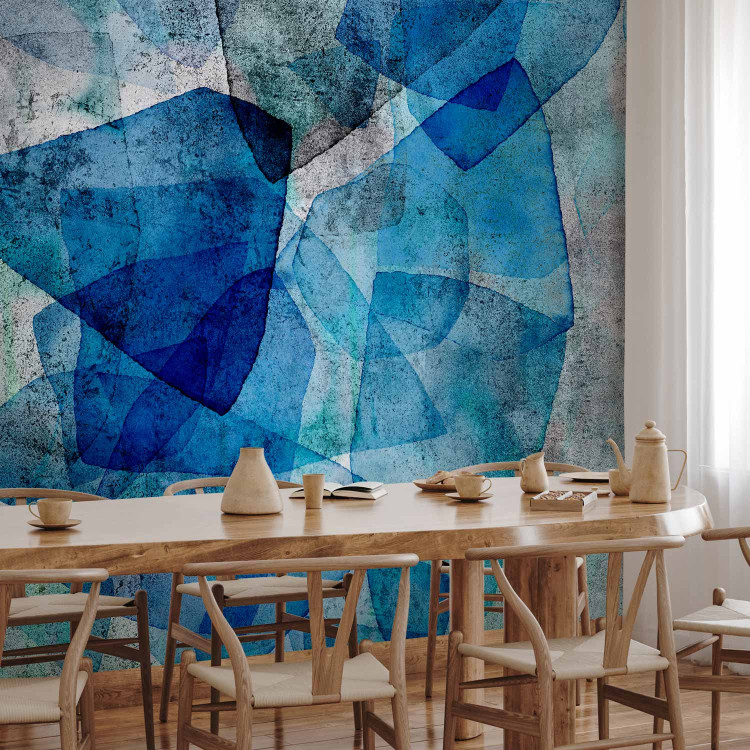 Wall Mural Sapphire mosaic - minimalist abstract composition on concrete 136327 additionalImage 4