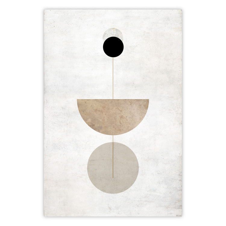 Poster In Line - geometric abstraction with circles on a light background in boho style 137227