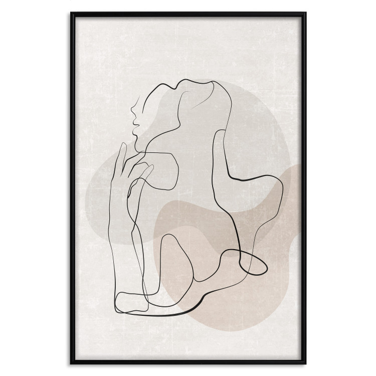 Wall Poster French Chic - simple lineart with a human silhouette in warm colors 137527 additionalImage 12