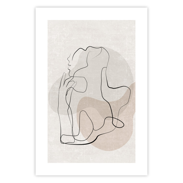 Wall Poster French Chic - simple lineart with a human silhouette in warm colors 137527 additionalImage 11