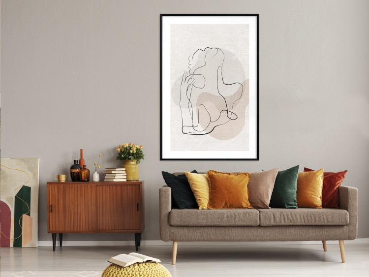 Wall Poster French Chic - simple lineart with a human silhouette in warm colors 137527 additionalImage 27