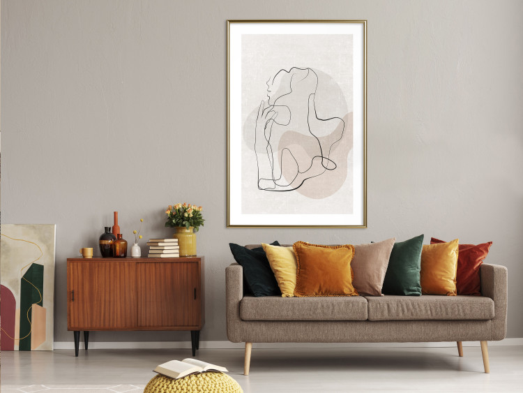 Wall Poster French Chic - simple lineart with a human silhouette in warm colors 137527 additionalImage 24