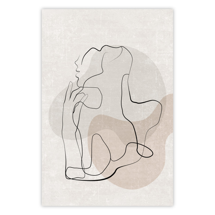 Wall Poster French Chic - simple lineart with a human silhouette in warm colors 137527