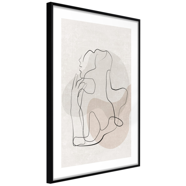 Wall Poster French Chic - simple lineart with a human silhouette in warm colors 137527 additionalImage 3