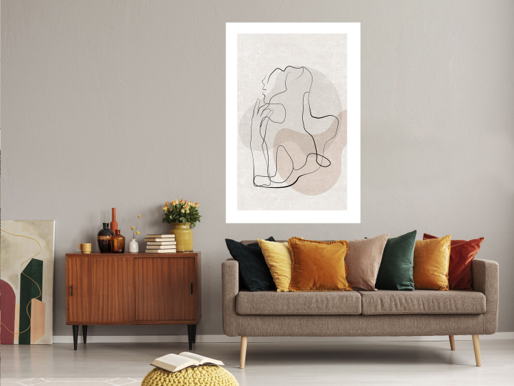 Wall Poster French Chic - simple lineart with a human silhouette in warm colors 137527 additionalImage 18