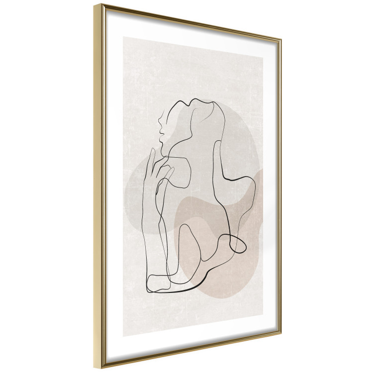 Wall Poster French Chic - simple lineart with a human silhouette in warm colors 137527 additionalImage 5