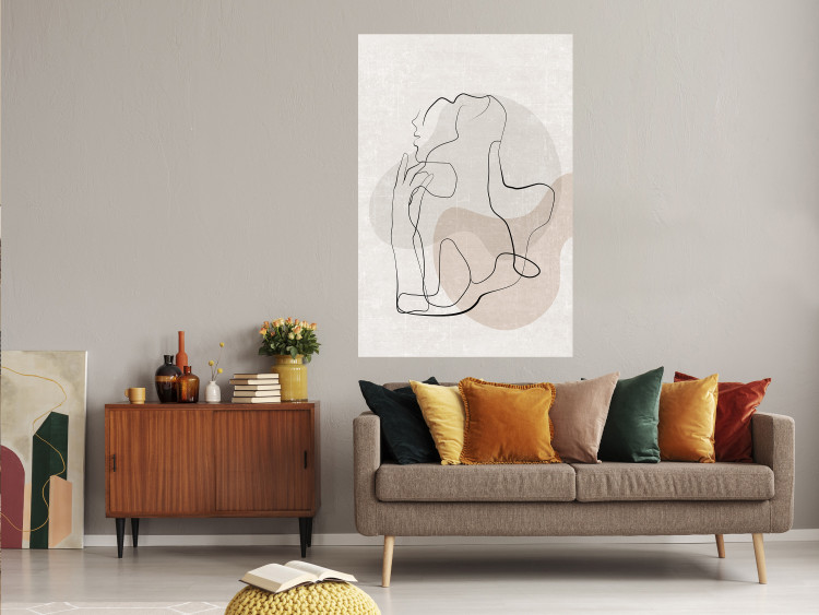 Wall Poster French Chic - simple lineart with a human silhouette in warm colors 137527 additionalImage 17