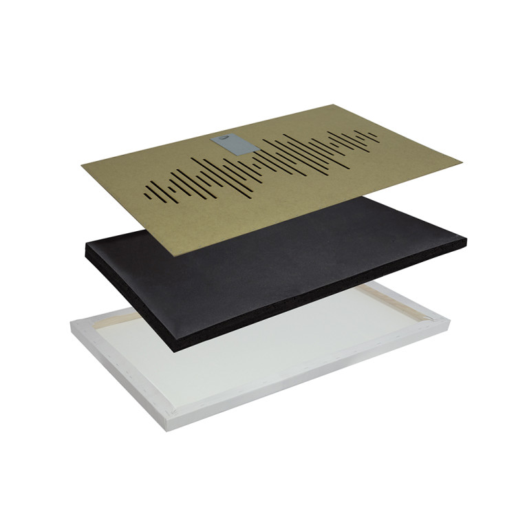 Canvas Blur (1-piece) Wide - modern abstraction and golden inscriptions 138627 additionalImage 8