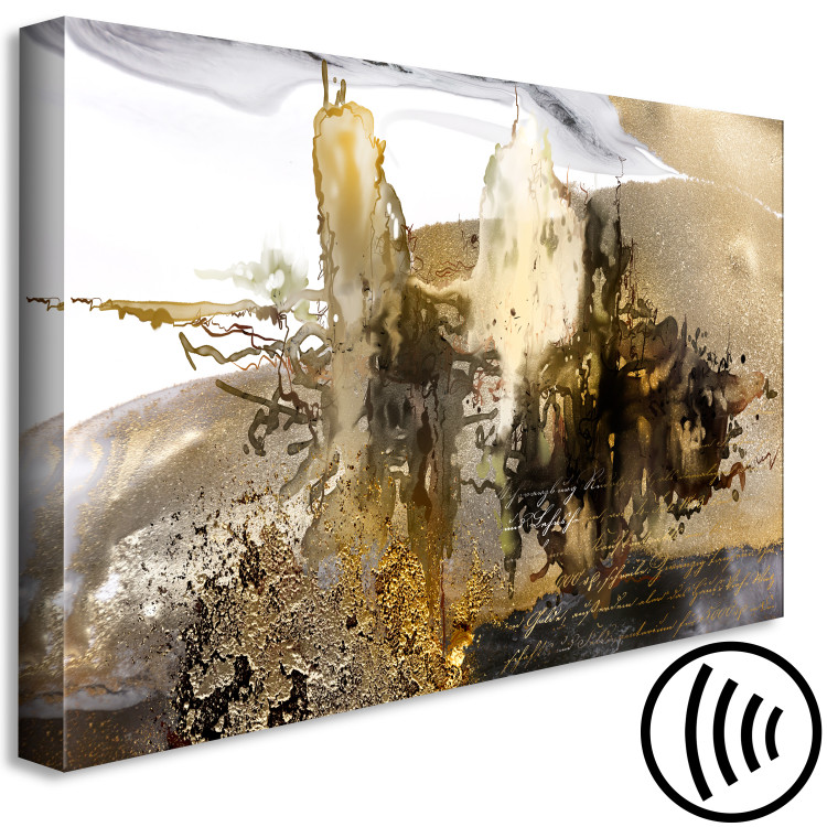 Canvas Blur (1-piece) Wide - modern abstraction and golden inscriptions 138627 additionalImage 6