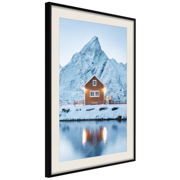 Poster Cottage in Norway - majestic winter landscape of a cottage against mountains 138727 additionalImage 5