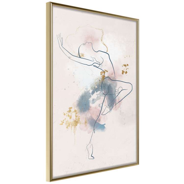 Wall Poster Linear Woman - Drawing of a Dancing Ballerina and Delicate Watercolor Stains 145127 additionalImage 20