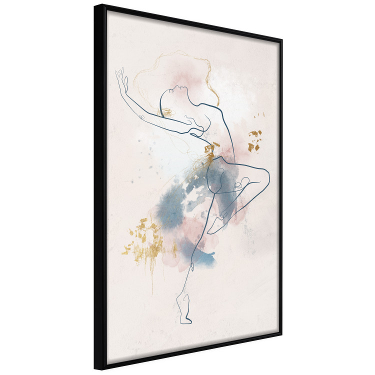 Wall Poster Linear Woman - Drawing of a Dancing Ballerina and Delicate Watercolor Stains 145127 additionalImage 5