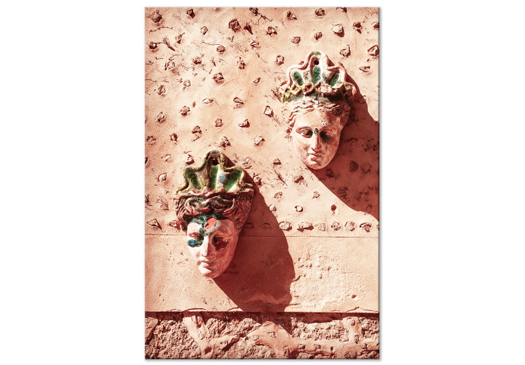 Canvas Art Print Spanish Masks (1-piece) - stone sculptures in vintage style 145327