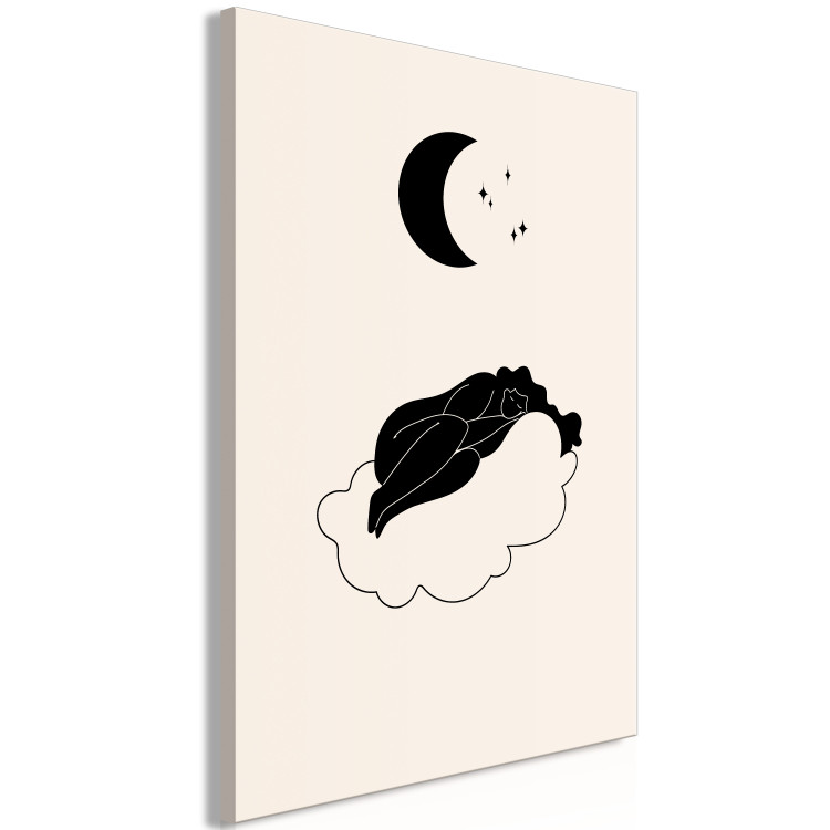 Canvas Monochrome Minimalism - Girl Sleeping on a Cloud in the Moonlight 146127 additionalImage 2