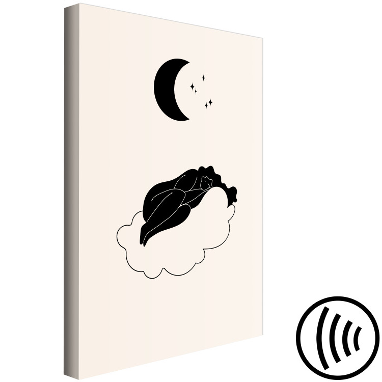 Canvas Monochrome Minimalism - Girl Sleeping on a Cloud in the Moonlight 146127 additionalImage 6