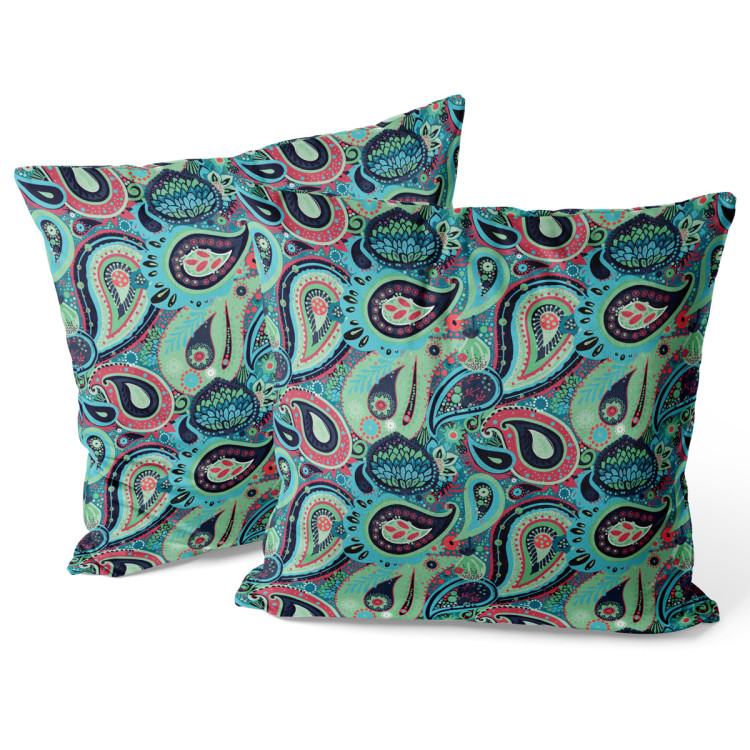 Decorative Velor Pillow Red and green teardrops - an intriguing composition in intense colours 147327 additionalImage 3