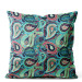 Decorative Velor Pillow Red and green teardrops - an intriguing composition in intense colours 147327