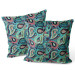Decorative Velor Pillow Red and green teardrops - an intriguing composition in intense colours 147327 additionalThumb 3
