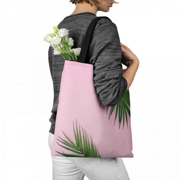 Shopping Bag Touch of palm trees - a minimal floral composition on a pink background 147627 additionalImage 3