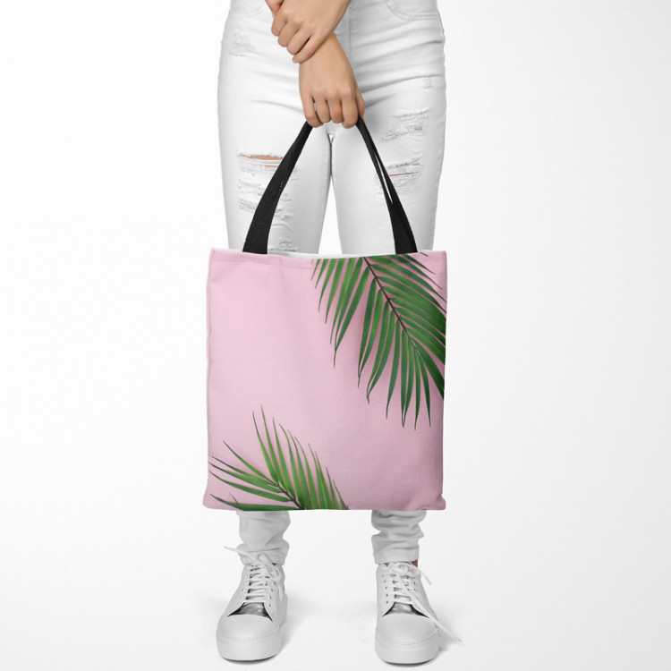 Shopping Bag Touch of palm trees - a minimal floral composition on a pink background 147627 additionalImage 2