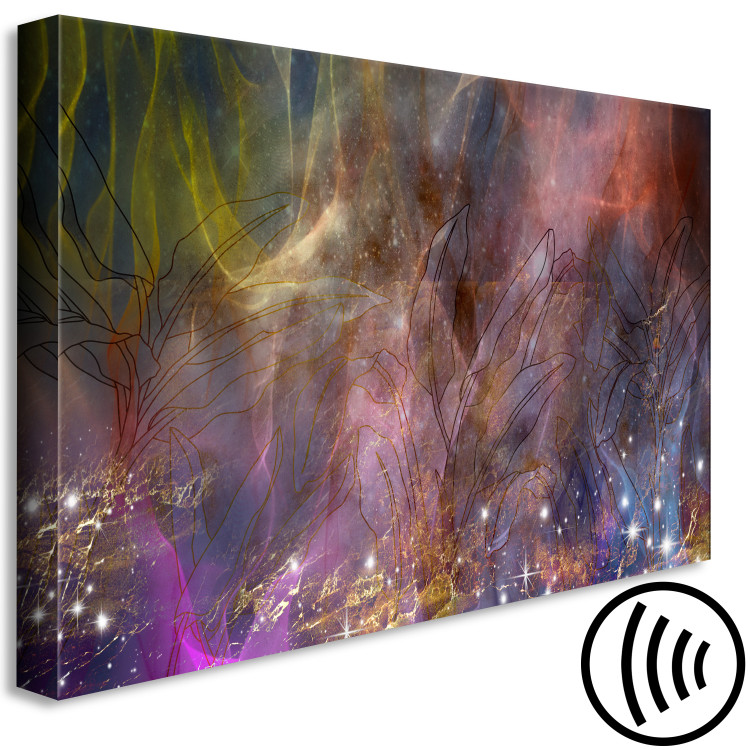 Canvas Art Print Colorful Abstraction (1-piece) - intermingling colorful streaks and leaves 148827 additionalImage 6