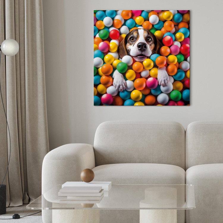 Canvas AI Beagle Dog - Animal Sunk in Colorful Balls - Square 150227 additionalImage 11