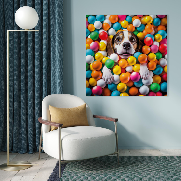 Canvas AI Beagle Dog - Animal Sunk in Colorful Balls - Square 150227 additionalImage 9