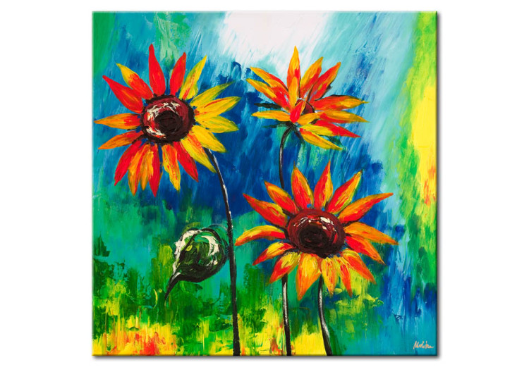 Canvas Sunflowers (1-piece) - Colourful composition with yellow flowers 48627