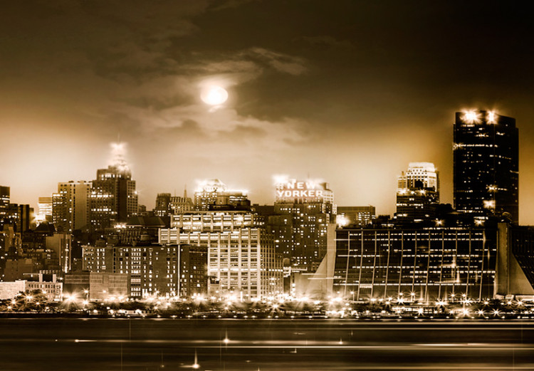 Canvas Print The city that never sleeps - panorama of New York at night in sepia 55827 additionalImage 5
