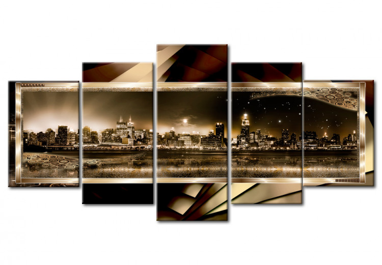 Canvas Print The city that never sleeps - panorama of New York at night in sepia 55827