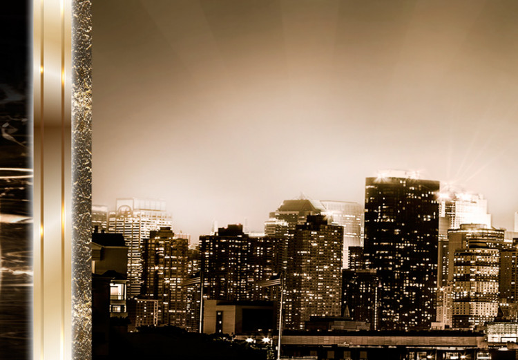 Canvas Print The city that never sleeps - panorama of New York at night in sepia 55827 additionalImage 4