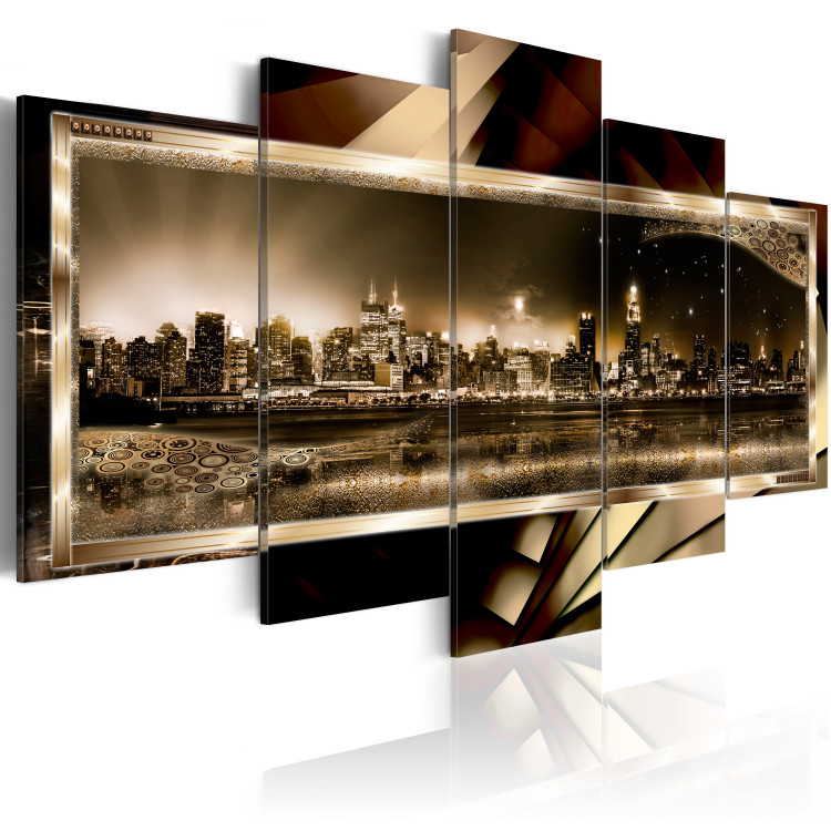 Canvas Print The city that never sleeps - panorama of New York at night in sepia 55827 additionalImage 2