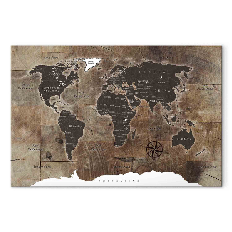 Canvas Print World Map: Wooden Mosaic 91927 additionalImage 7