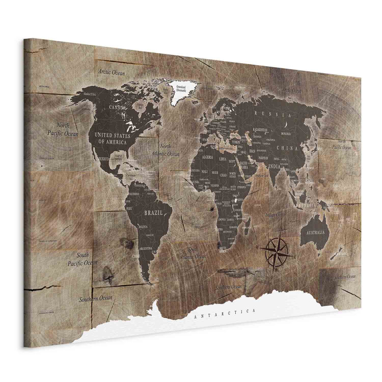 Canvas Print World Map: Wooden Mosaic 91927 additionalImage 2