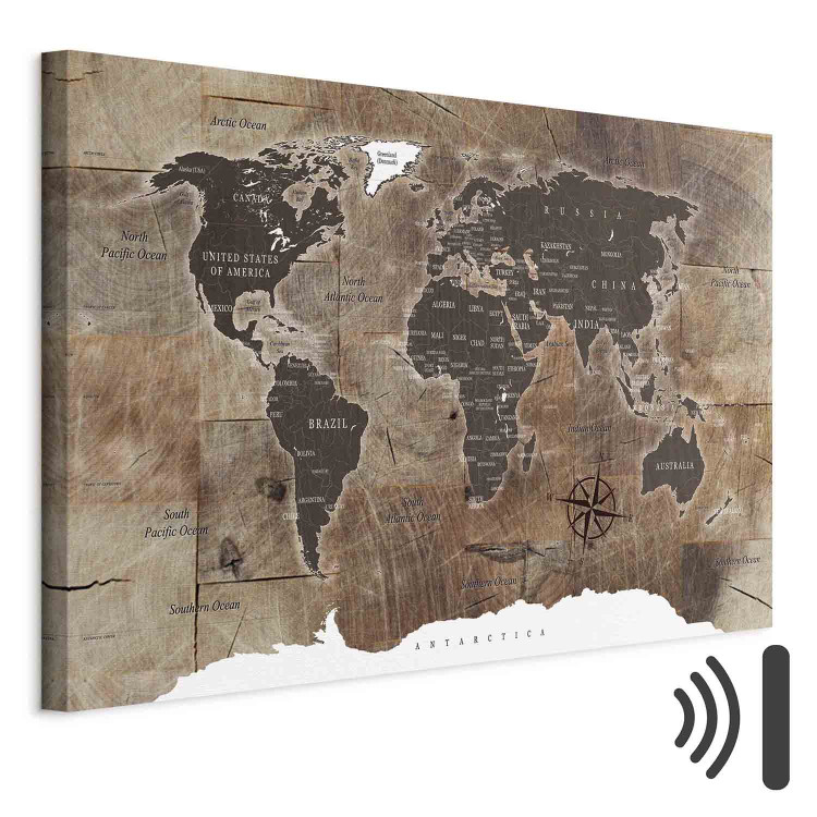 Canvas Print World Map: Wooden Mosaic 91927 additionalImage 8