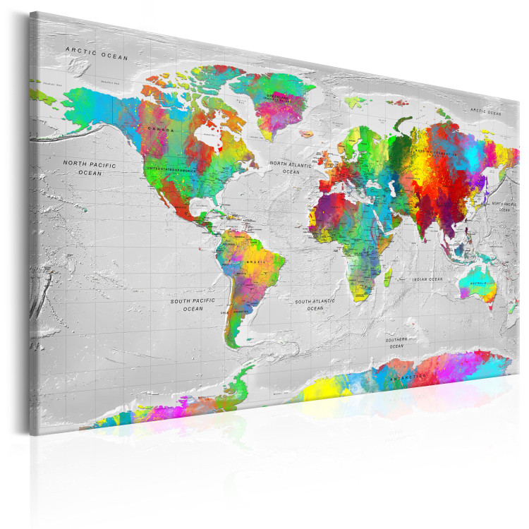 Canvas Print World in Colors (1-part) - World Map in Artistic Style 95927 additionalImage 2