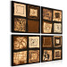 Canvas Brown Quartet - Artistic Abstraction of Figures on Wooden Texture 98027 additionalThumb 2