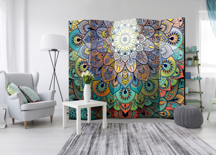 Room Divider Screen Colorful Stained Glass II - oriental mandala with very colorful pattern 98127 additionalImage 2