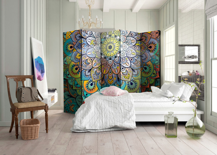 Room Divider Screen Colorful Stained Glass II - oriental mandala with very colorful pattern 98127 additionalImage 4
