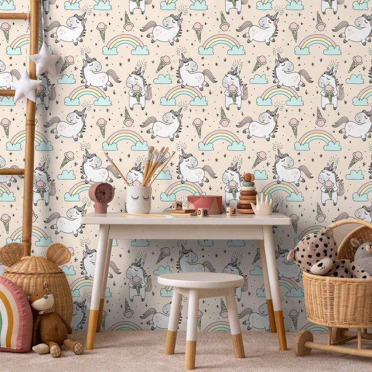 Modern Wallpaper Unicorns with Ice Cream 108337