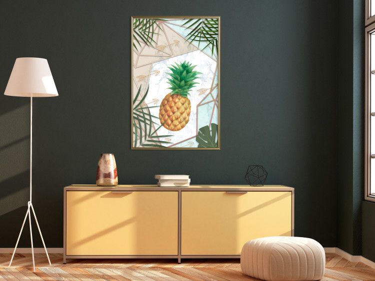 Poster Tropical Fruit - pineapple in a geometric composition with green leaves 114437 additionalImage 7