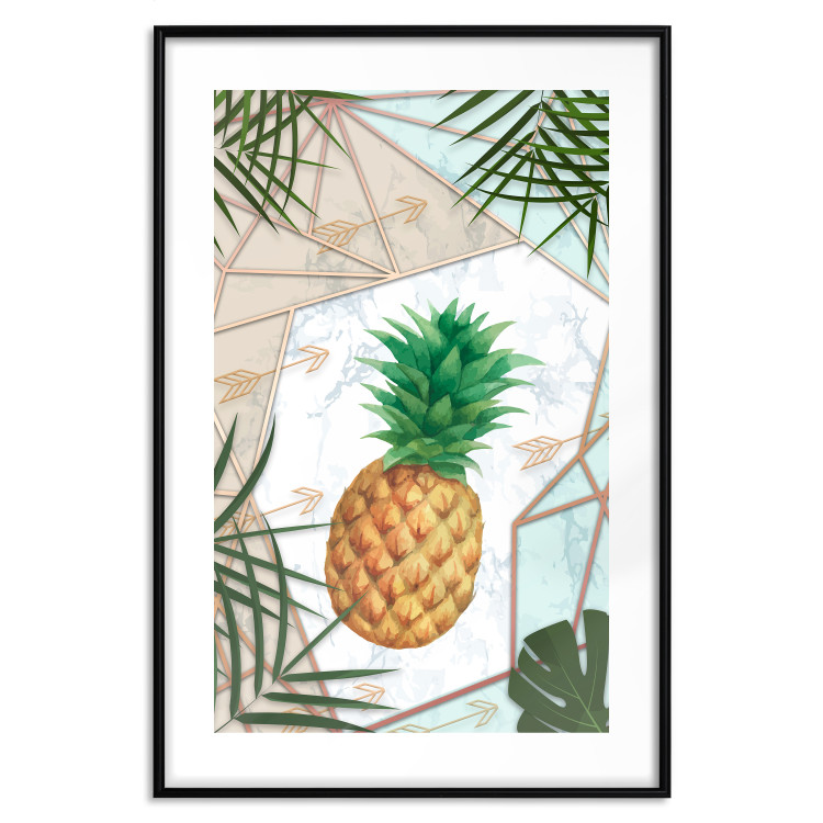 Poster Tropical Fruit - pineapple in a geometric composition with green leaves 114437 additionalImage 17