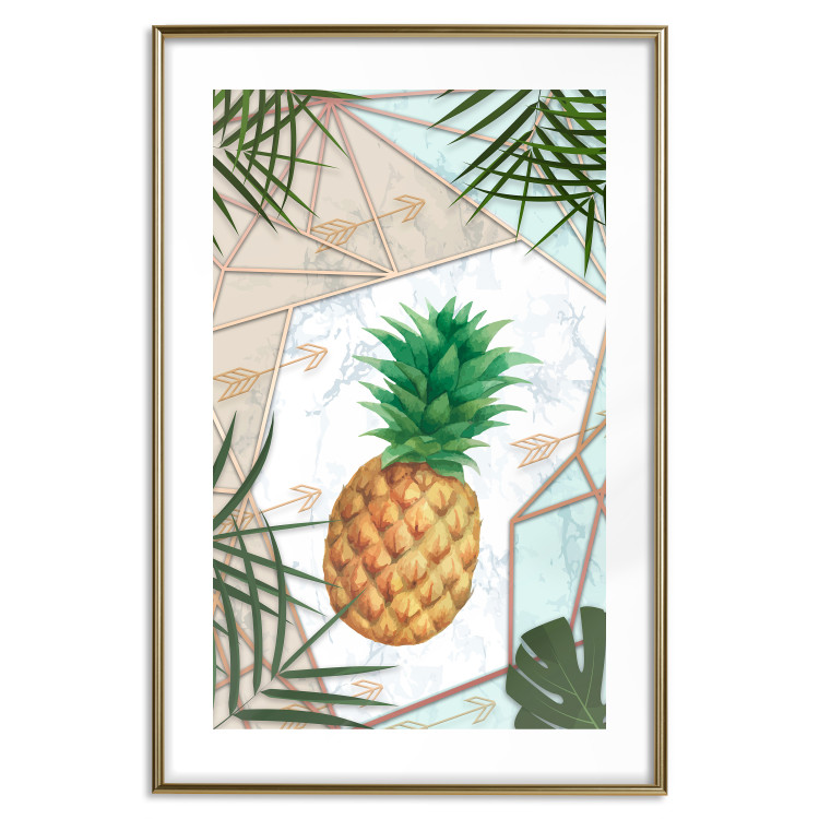 Poster Tropical Fruit - pineapple in a geometric composition with green leaves 114437 additionalImage 16