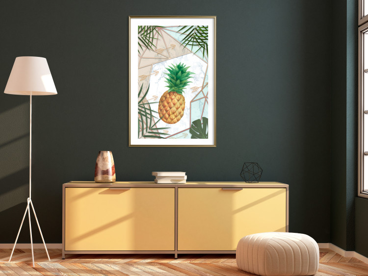 Poster Tropical Fruit - pineapple in a geometric composition with green leaves 114437 additionalImage 15