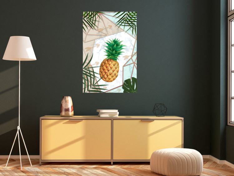 Poster Tropical Fruit - pineapple in a geometric composition with green leaves 114437 additionalImage 23