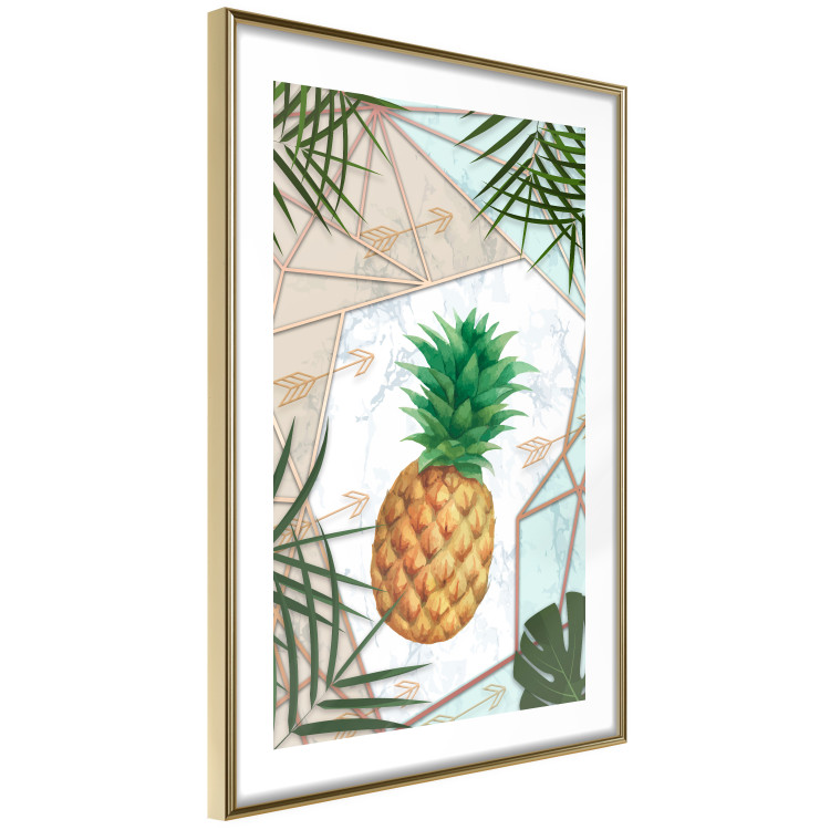 Poster Tropical Fruit - pineapple in a geometric composition with green leaves 114437 additionalImage 8